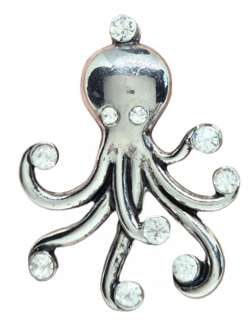 Vintage Octopus Brooch [Silver & Rhinestones - 1980s]